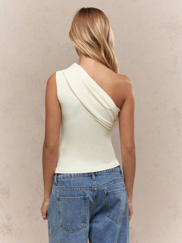 MISSGUIDED Music Festival Jersey Asymmetric One Shoulder Ruched Sleeveless Top