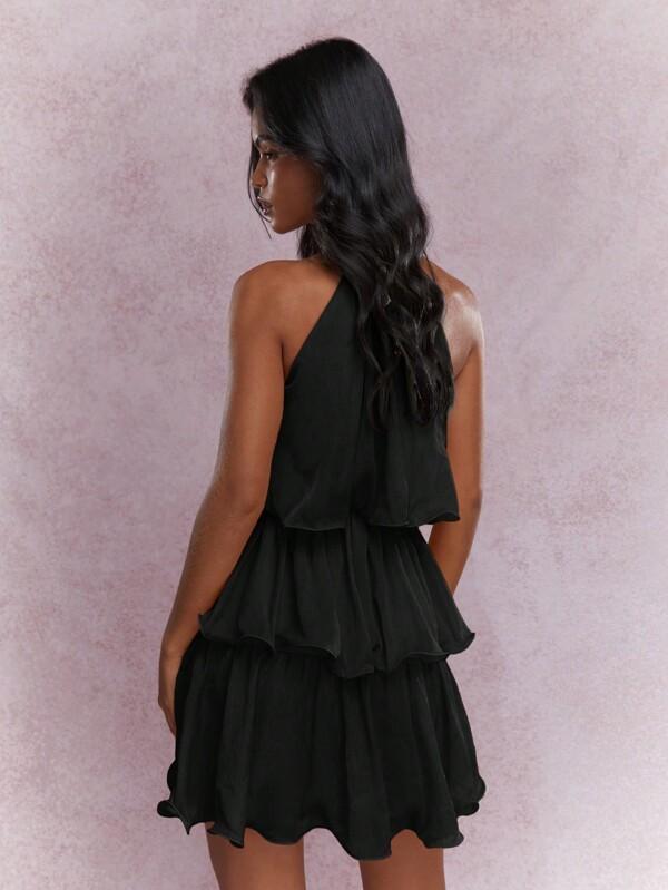 MISSGUIDED Music Festival Tiered Ruffle Halter Neck Mini Dress