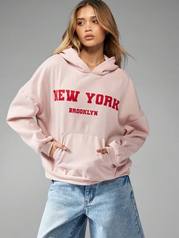 MISSGUIDED New York Brooklyn Varsity Hooded Women Sweatshirt