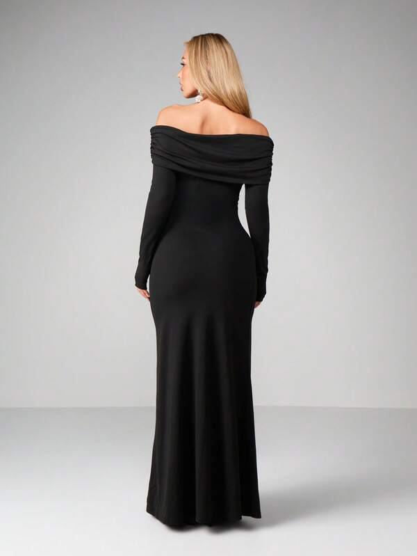 MISSGUIDED Off Shoulder Bardot Maxi Dress