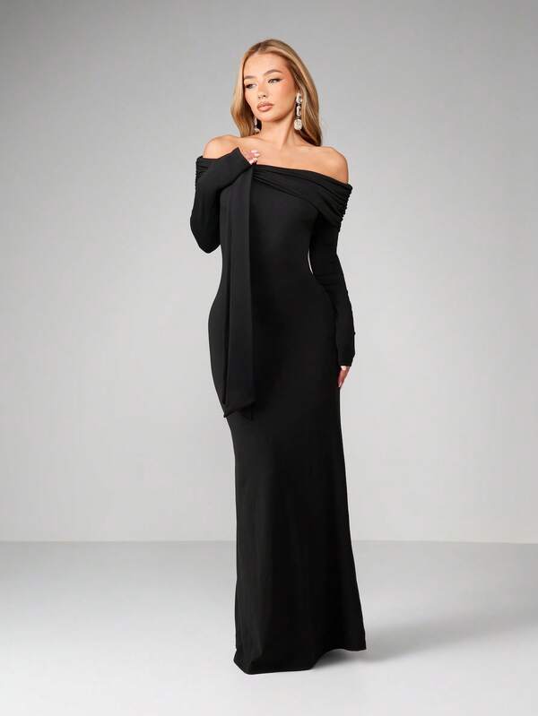 MISSGUIDED Off Shoulder Bardot Maxi Dress