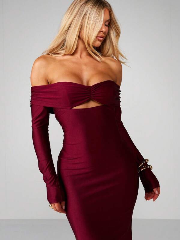 MISSGUIDED Off Shoulder Bodycon Dress With Twisted Detail