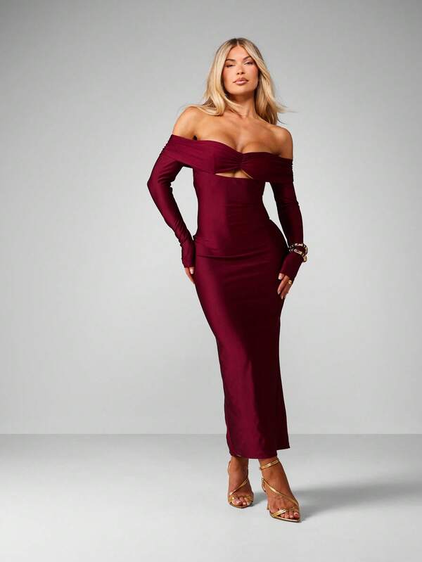 MISSGUIDED Off Shoulder Bodycon Dress With Twisted Detail