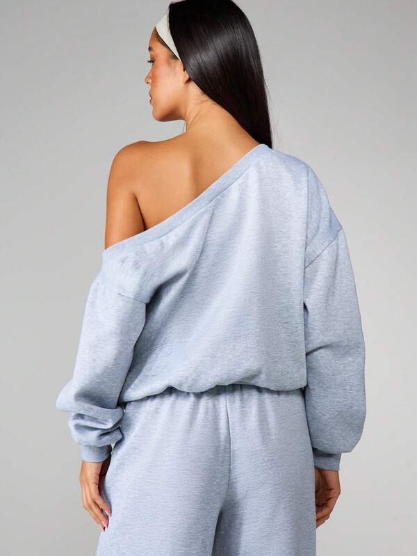 MISSGUIDED Off Shoulder Button Detail Sweatshirt