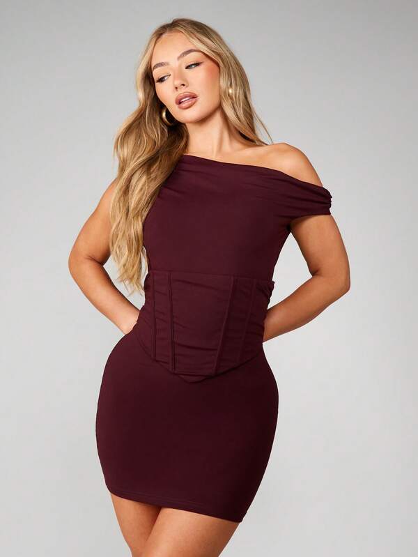 MISSGUIDED Off Shoulder Corset Mini Dress