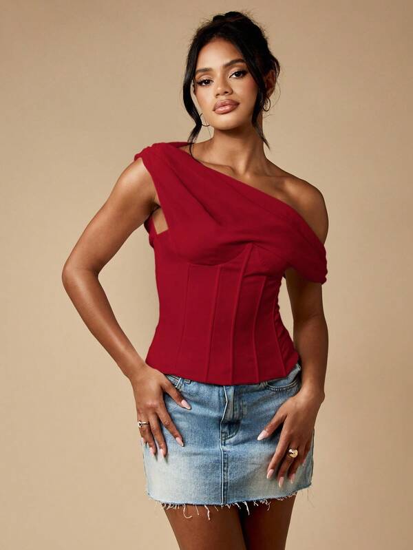 MISSGUIDED Off Shoulder Corset Top With Lace Up Back