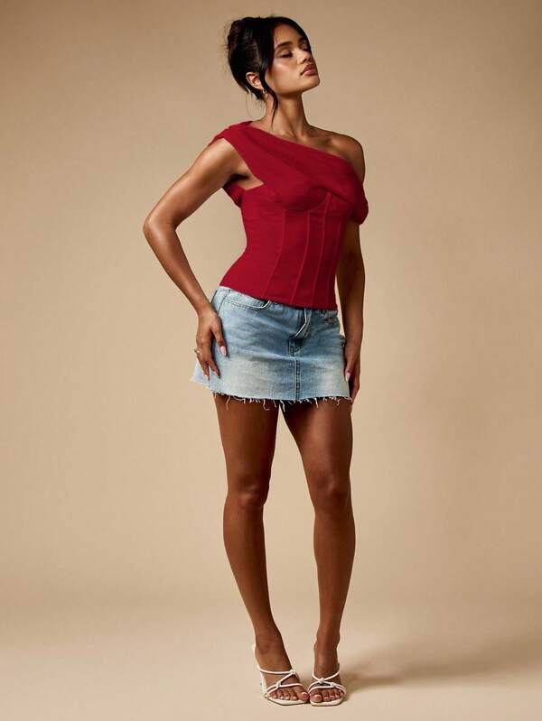 MISSGUIDED Off Shoulder Corset Top With Lace Up Back