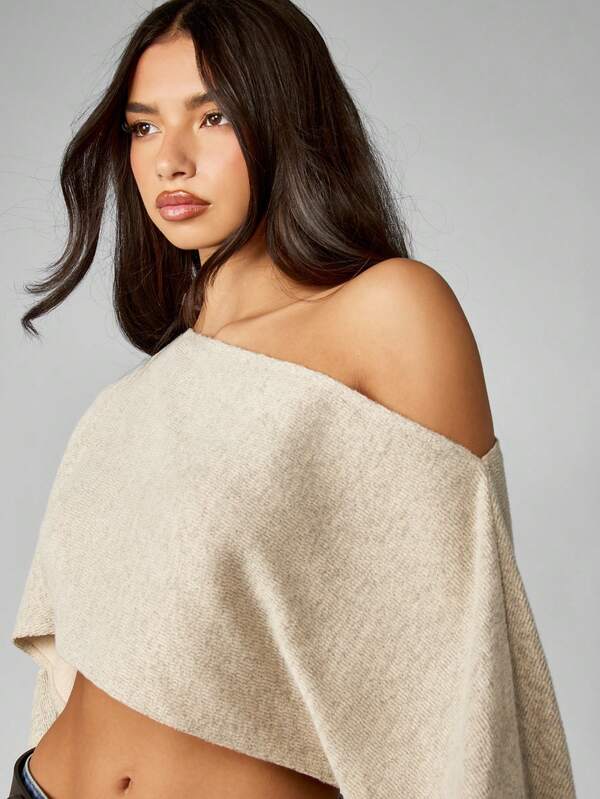 MISSGUIDED Off Shoulder Knit Sweater With Long Sleeves