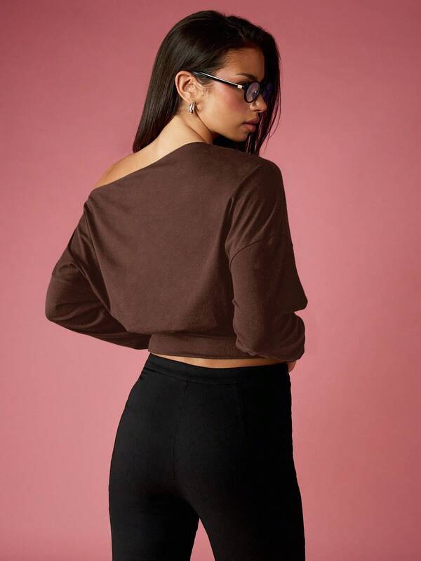 MISSGUIDED Off Shoulder Long Sleeve Pullover Sweater