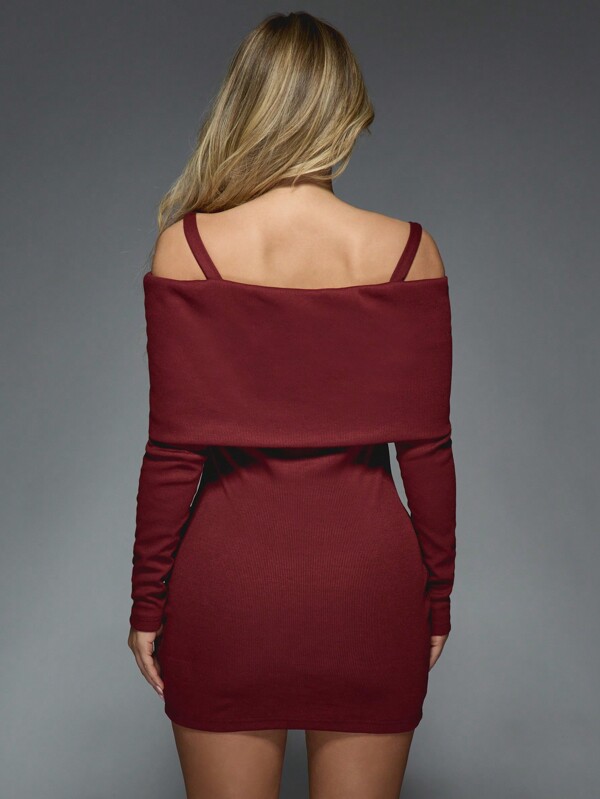 MISSGUIDED Off Shoulder Ribbed Bodycon Dress With Detachable Straps