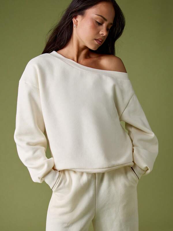 MISSGUIDED Off Shoulder Sweater With Wide Leg Pants Set