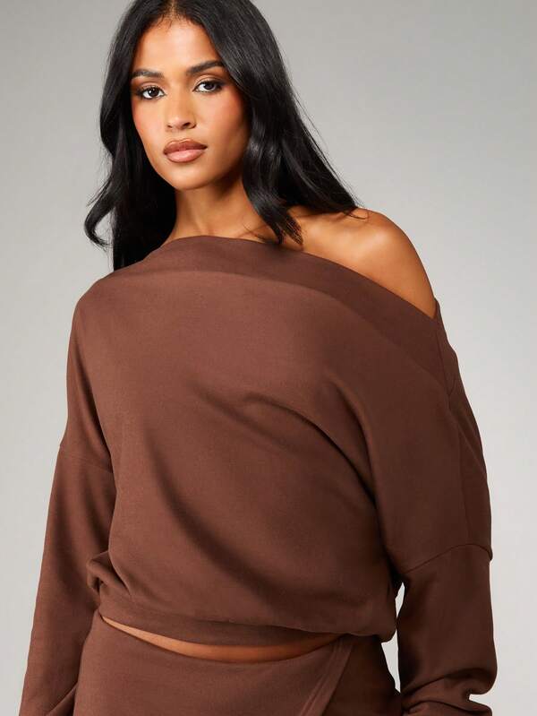 MISSGUIDED Off Shoulder Top With Bell Bottom Pants Coordinated Set
