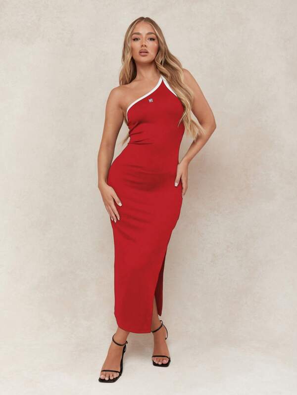 MISSGUIDED One Shoulder Bodycon Maxi Dress Side Slit