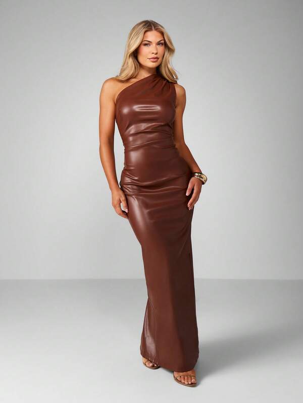 MISSGUIDED One Shoulder Ruched Bodycon Midi Dress
