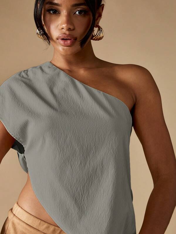MISSGUIDED One Shoulder Short Sleeve Blouse