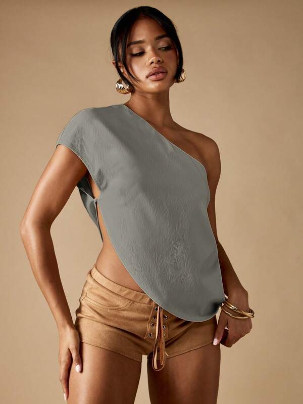 MISSGUIDED One Shoulder Short Sleeve Blouse