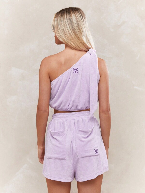MISSGUIDED One Shoulder Solid Casual Crop Top & Shorts For Summer