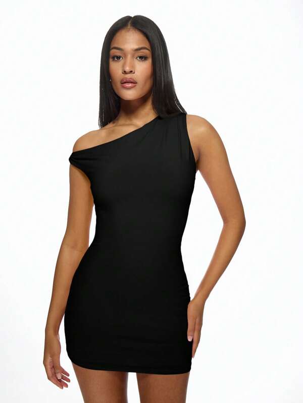 MISSGUIDED One Shoulder Twisted Strap Bodycon Sleeveless Mini Dress
