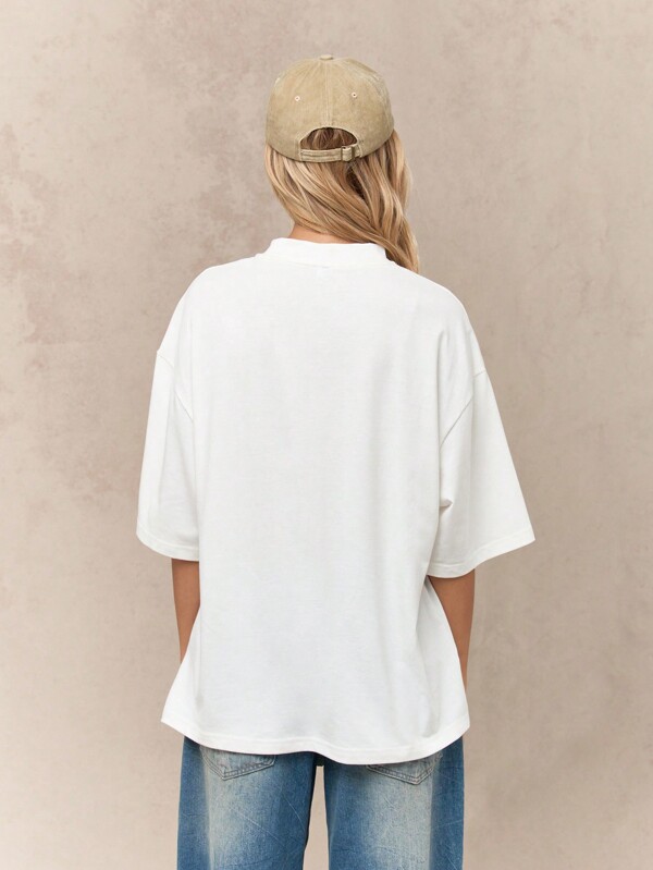 MISSGUIDED Oversized Basic Cotton T Shirt With Drop Shoulder