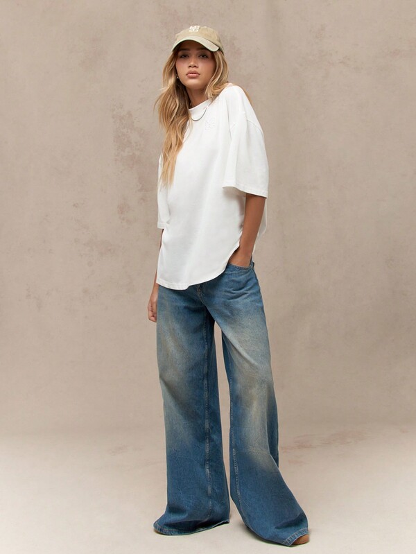 MISSGUIDED Oversized Basic Cotton T Shirt With Drop Shoulder