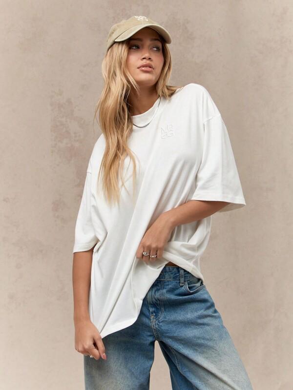 MISSGUIDED Oversized Basic Cotton T Shirt With Drop Shoulder