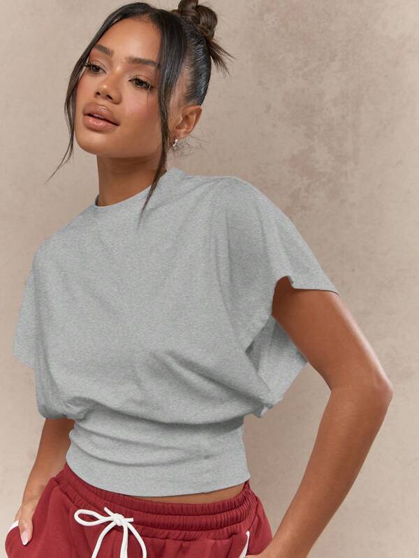 MISSGUIDED Oversized Batwing Sleeve T Shirt With Ribbed Waist