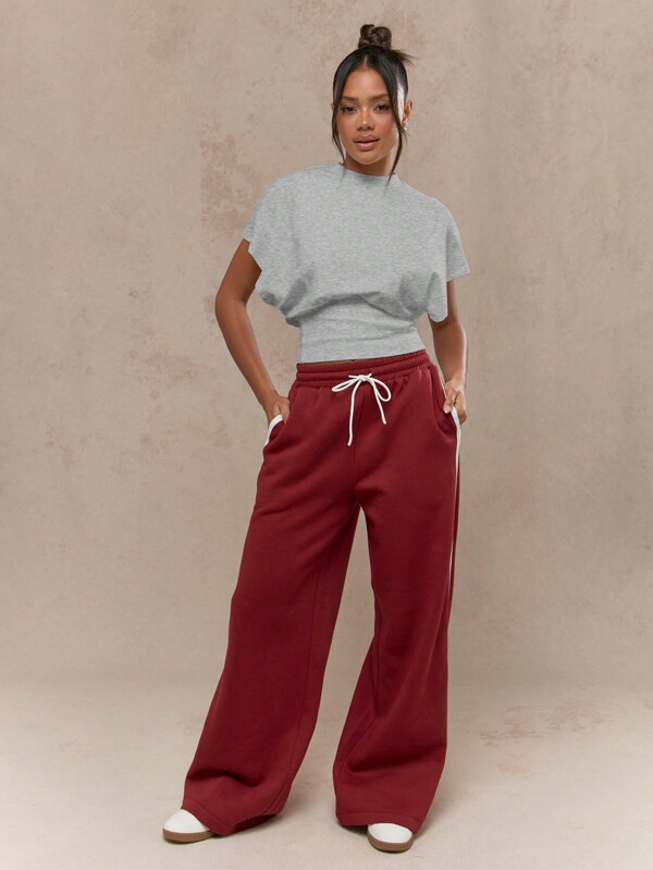 MISSGUIDED Oversized Batwing Sleeve T Shirt With Ribbed Waist