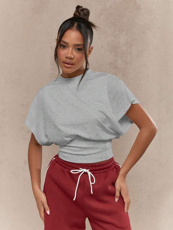 MISSGUIDED Oversized Batwing Sleeve T Shirt With Ribbed Waist