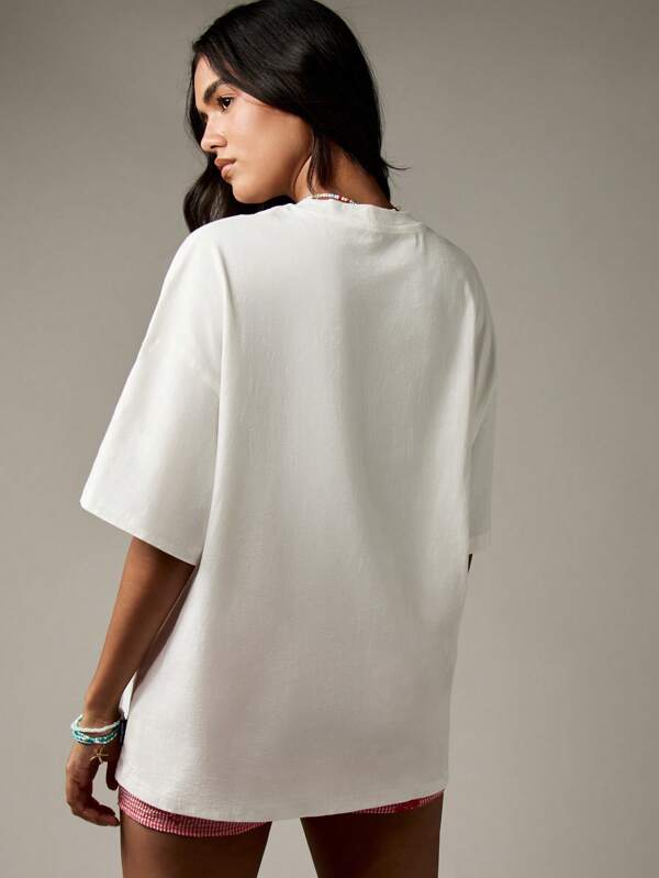 MISSGUIDED Oversized Beach Club T-Shirt With Crab Print