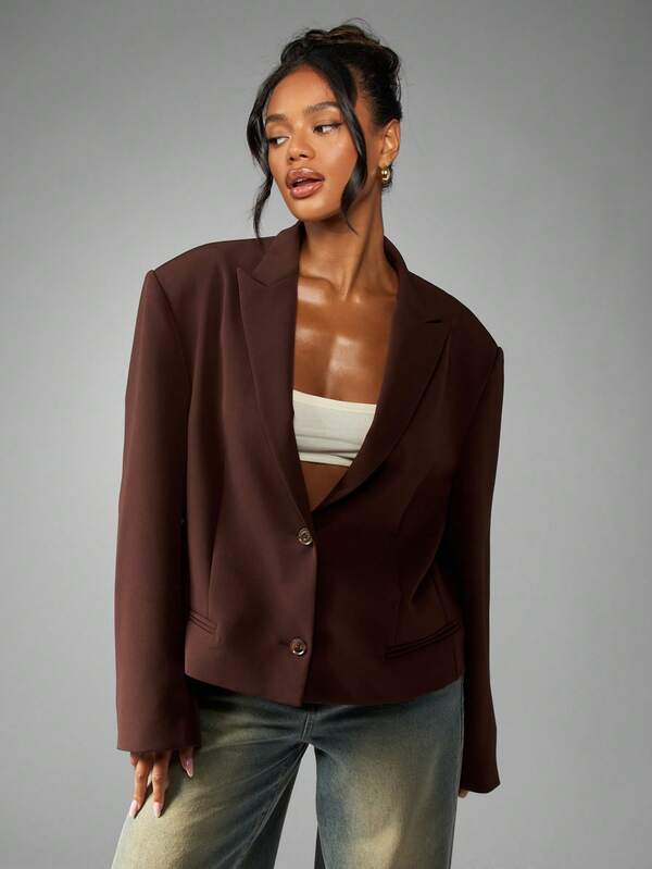 MISSGUIDED Oversized Blazer With Double Button And Lapel