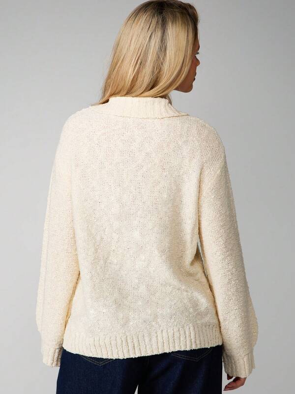 MISSGUIDED Oversized Boucle Knit Cardigan With Buttons