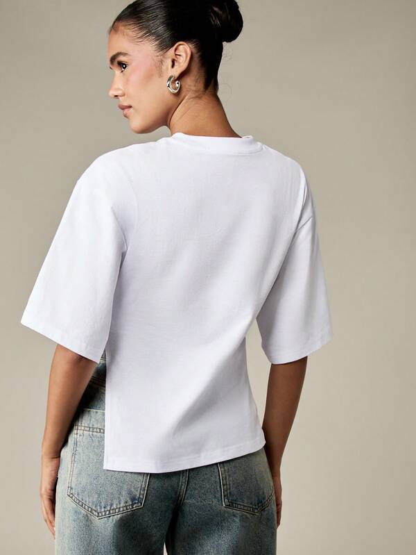 MISSGUIDED Oversized Boxy T-Shirt With Crew Neck