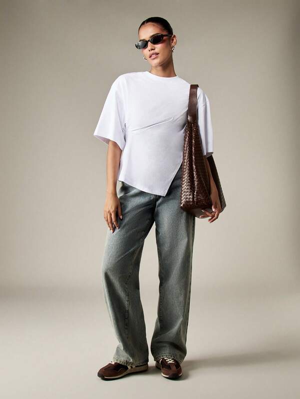 MISSGUIDED Oversized Boxy T-Shirt With Crew Neck