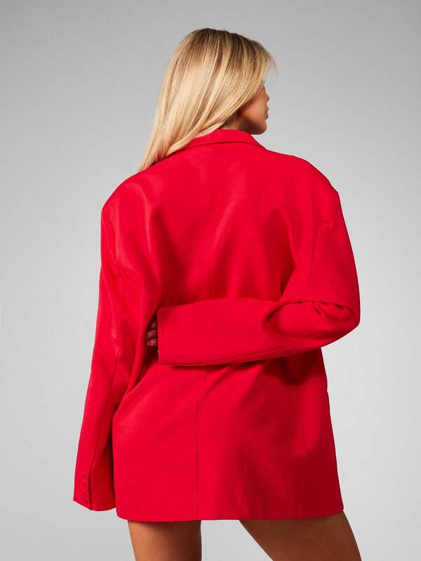 MISSGUIDED Oversized Button Front Blazer With Lapel Collar