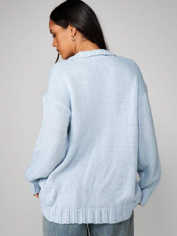 MISSGUIDED Oversized Button Through Chunky Knit Cardigan
