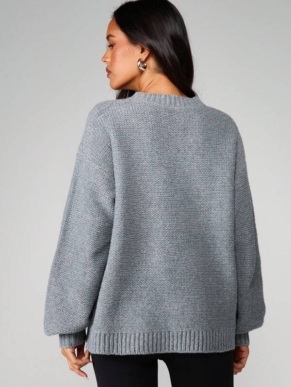MISSGUIDED Oversized Cable Knit Sweater With Embroidery Detail