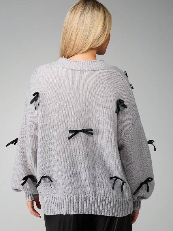 MISSGUIDED Oversized Cardigan With Bow Details