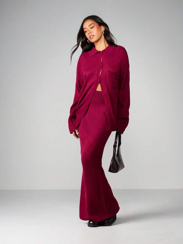 MISSGUIDED Oversized Cardigan With Button Closure And Pocket