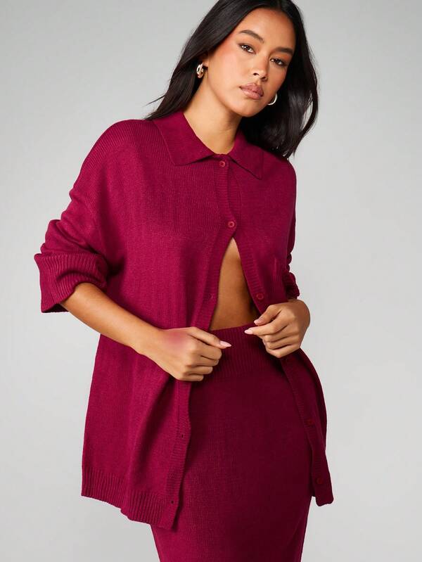 MISSGUIDED Oversized Cardigan With Button Closure And Pocket