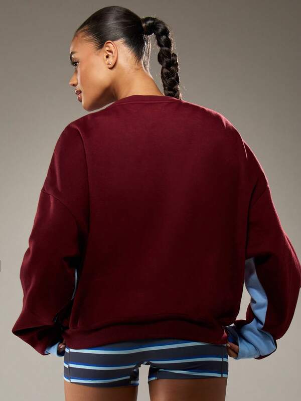 MISSGUIDED Oversized Color Block Sweatshirt With Stripe Panel