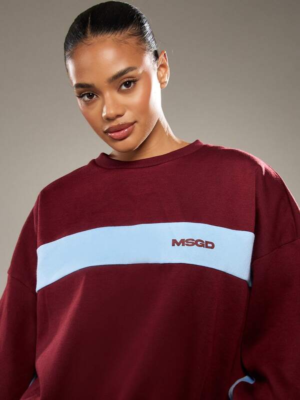 MISSGUIDED Oversized Color Block Sweatshirt With Stripe Panel