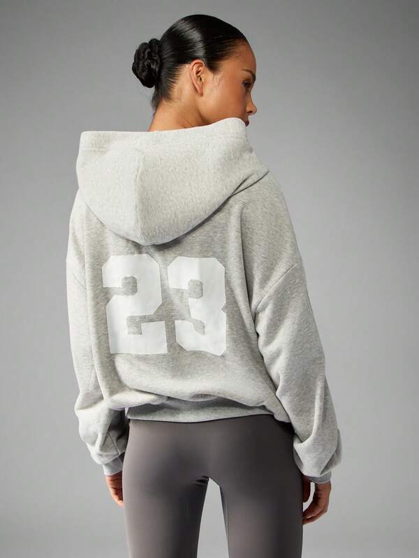 MISSGUIDED Oversized Cotton Blend Hoodie With Number Print
