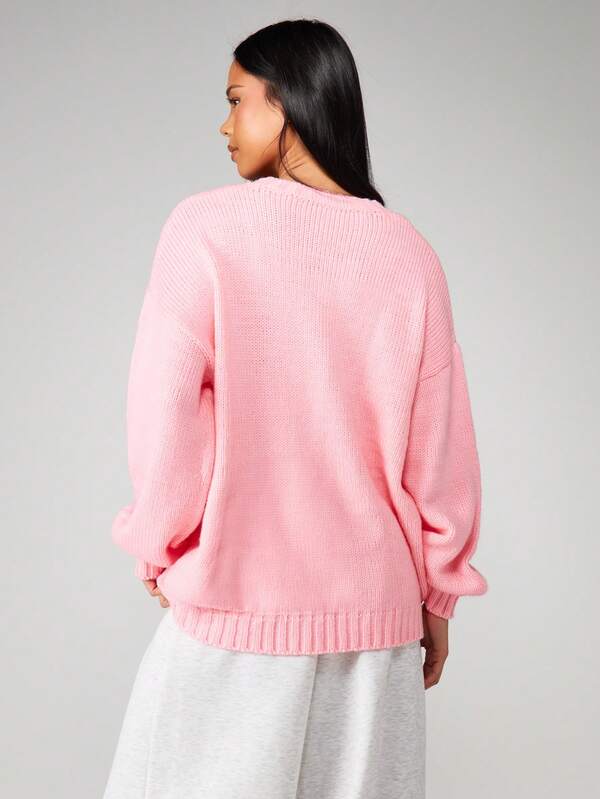 MISSGUIDED Oversized Crew Neck Knit Sweater