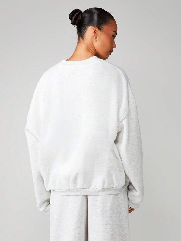 MISSGUIDED Oversized Crew Neck Logo Sweatshirt