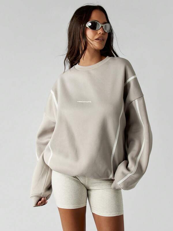 MISSGUIDED Oversized Crew Neck Pullover Sweatshirt