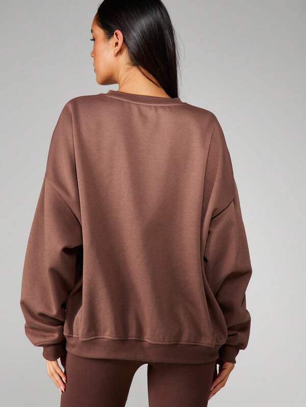 MISSGUIDED Oversized Crew Neck Sweatshirt With Logo