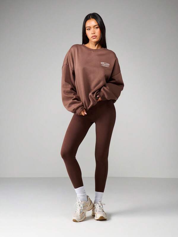 MISSGUIDED Oversized Crew Neck Sweatshirt With Logo