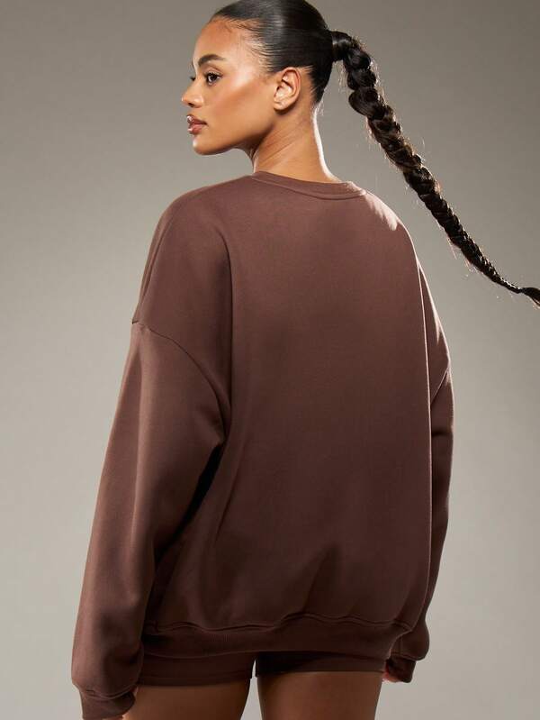 MISSGUIDED Oversized Crew Neck Sweatshirt With Print