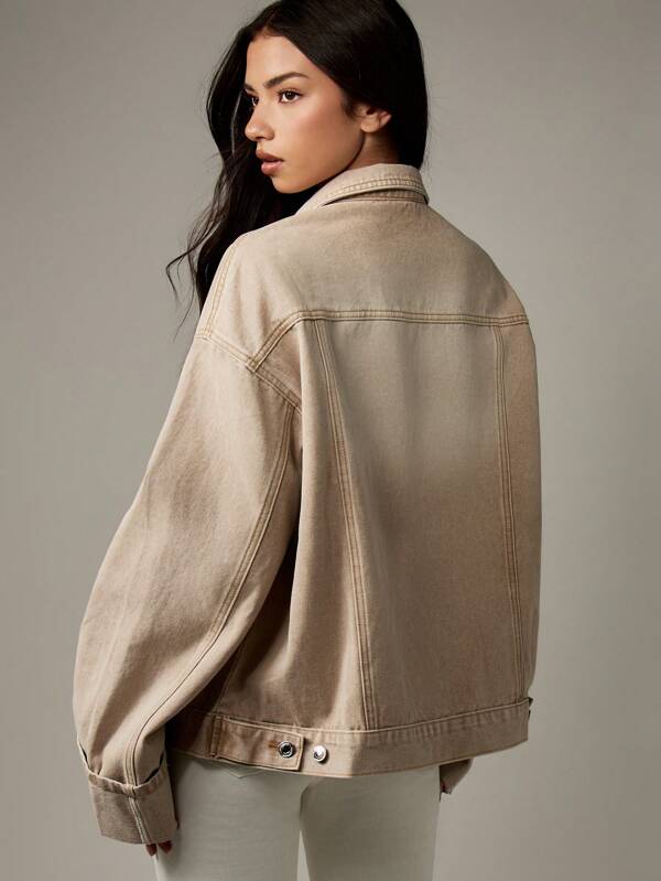 MISSGUIDED Oversized Denim Jacket With Turn Up Cuffs