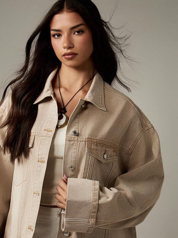 MISSGUIDED Oversized Denim Jacket With Turn Up Cuffs